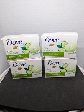 Dove Beauty Bar Soap Cool Moisture Cucumber Green Tea Scent 4 Bars White 3.75oz